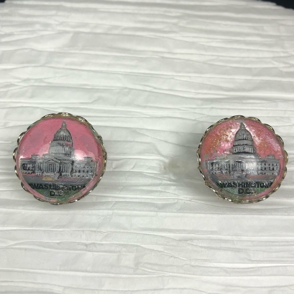 Vintage Cufflinks Reverse Painted Washington Dc - image 2